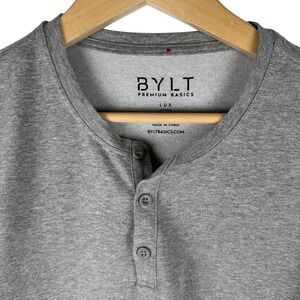 BYLT Premium Basics Lux Henley Long Sleeve Shirt Mens‎ M Grey Heather